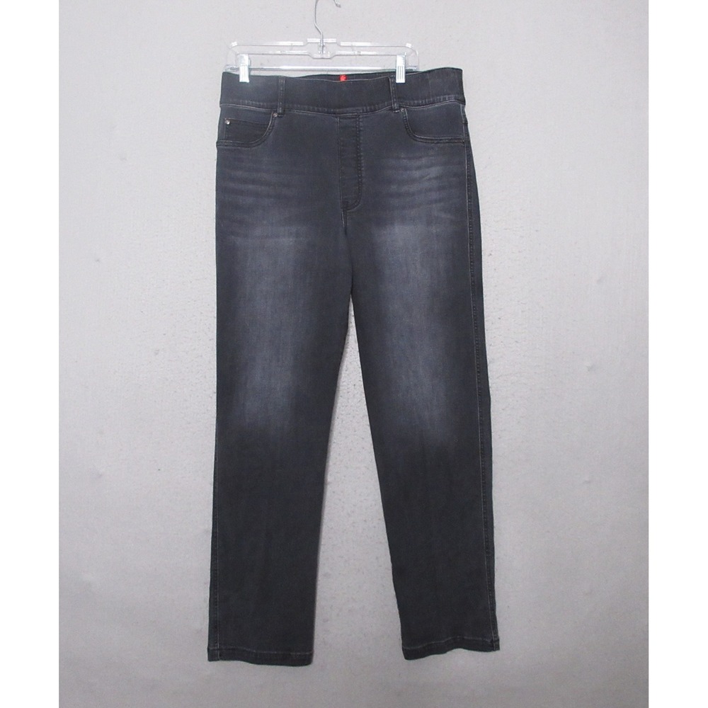 Spanx Jeans 1X Straight Leg Vintage Faded Black‎ Shapewear Pull On Stretch